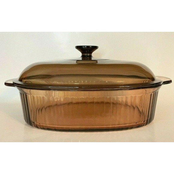 Vintage Pyrex Brown Glass Casserole Dish Pyrex Visions Oval